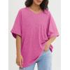 imageATHMILE Womens Oversized T Shirts Loose Fit V Neck Short Sleeve Summer Casual Blouse 2025 Y2K Tee TopsRose