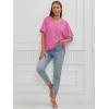 imageATHMILE Womens Oversized T Shirts Loose Fit V Neck Short Sleeve Summer Casual Blouse 2025 Y2K Tee TopsRose