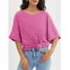 imageATHMILE Womens Oversized T Shirts Loose Fit V Neck Short Sleeve Summer Casual Blouse 2025 Y2K Tee TopsRose