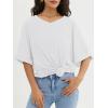 imageATHMILE Womens Oversized T Shirts Loose Fit V Neck Short Sleeve Summer Casual Blouse 2025 Y2K Tee TopsWhite