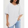 imageATHMILE Womens Oversized T Shirts Loose Fit V Neck Short Sleeve Summer Casual Blouse 2025 Y2K Tee TopsWhite