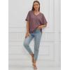 imageATHMILE Womens Oversized T Shirts Loose Fit V Neck Short Sleeve Summer Casual Blouse 2025 Y2K Tee TopsWine Red