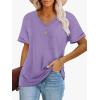 imageATHMILE Womens T Shirts 2025 Short Sleeve VNeck Shirts Cute Fit Summer Casual Tee Tops SXXL BeachLight Purple