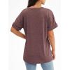 imageATHMILE Womens T Shirts 2025 Short Sleeve VNeck Shirts Cute Fit Summer Casual Tee Tops SXXL BeachWine Red