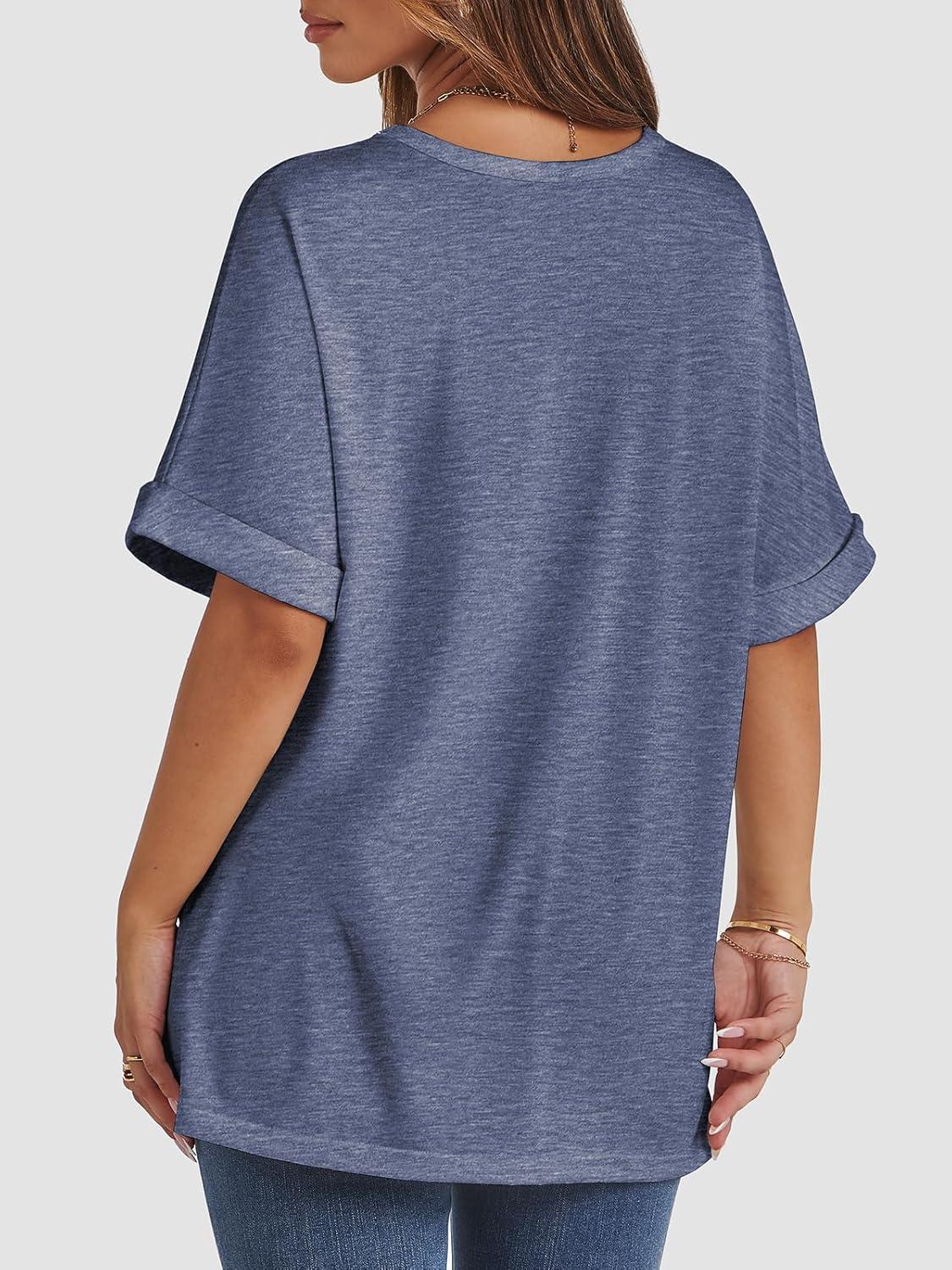 imageATHMILE Womens Oversized T Shirts Summer Tops Spring Casual Loose Fit Workout Short Sleeve 2025 Beach VacationNavy