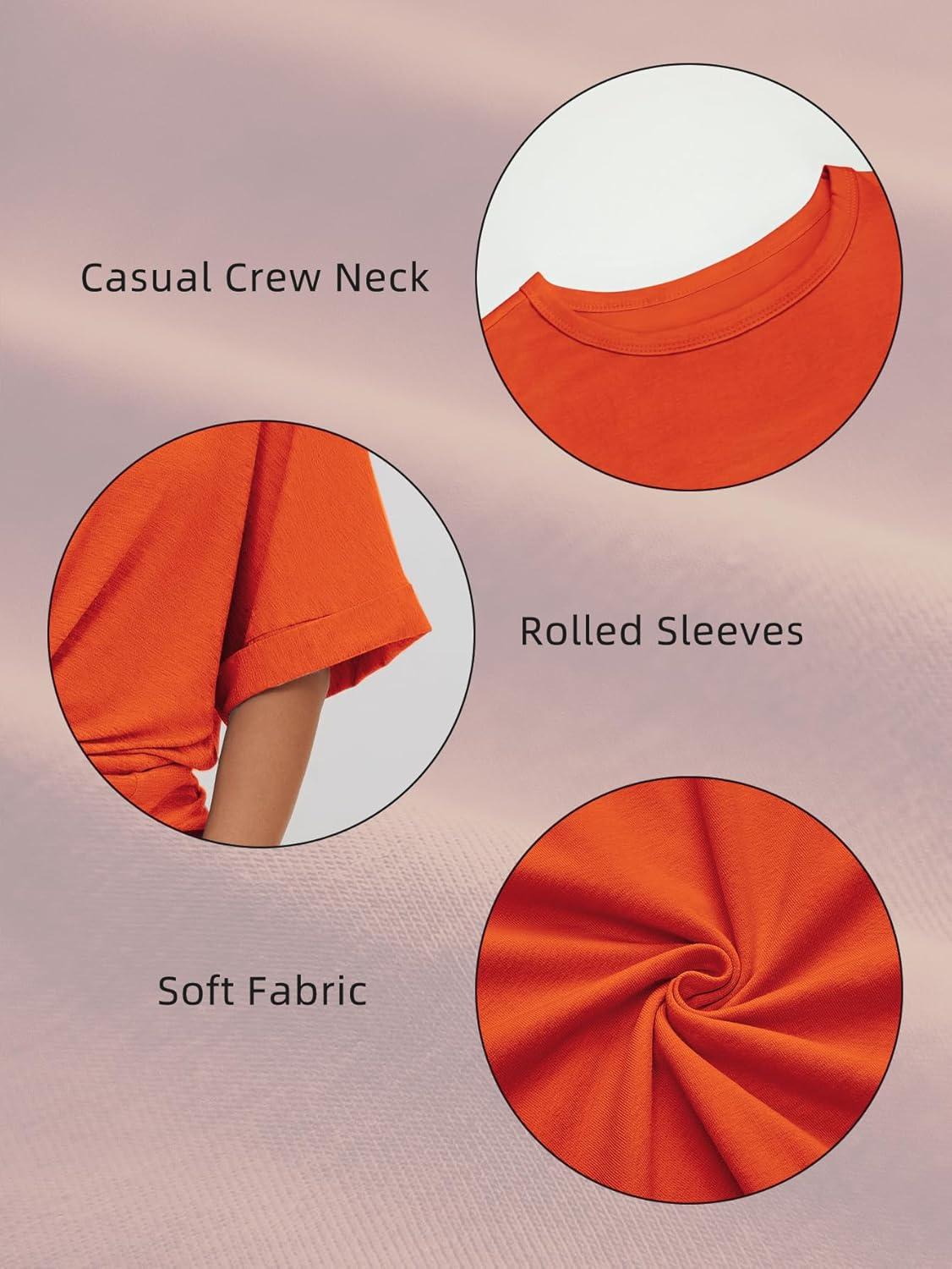 imageATHMILE Womens Oversized T Shirts Summer Tops Spring Casual Loose Fit Workout Short Sleeve 2025 Beach VacationOrange