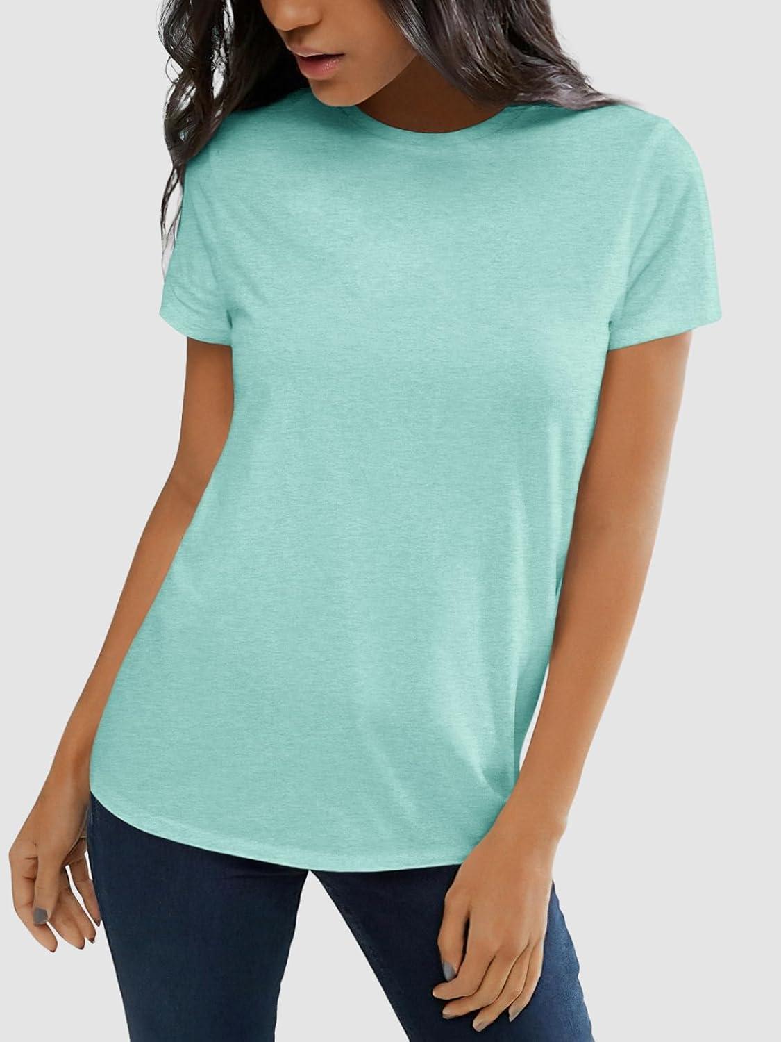 imageATHMILE Womens T Shirt Summer Tops Short Sleeve Fashion Basic Casual Oversized Beach Vacation Clothes 2025 TrendyAqua