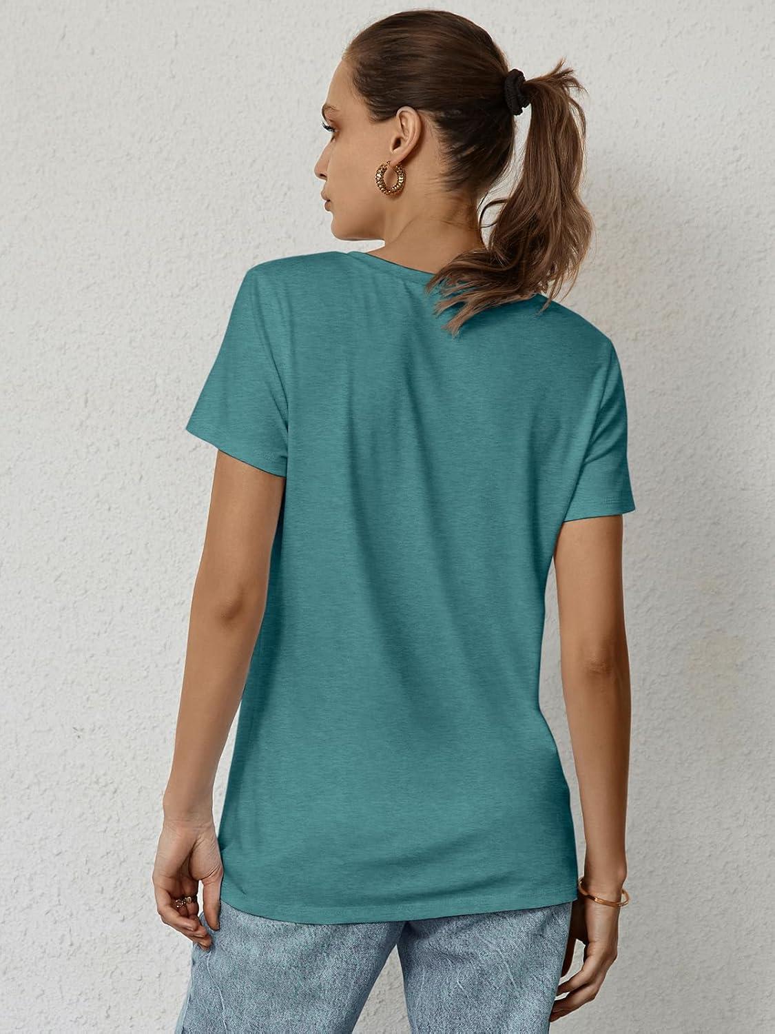 imageATHMILE Womens T Shirt Summer Tops Short Sleeve Fashion Basic Casual Oversized Beach Vacation Clothes 2025 TrendyBlue Geen
