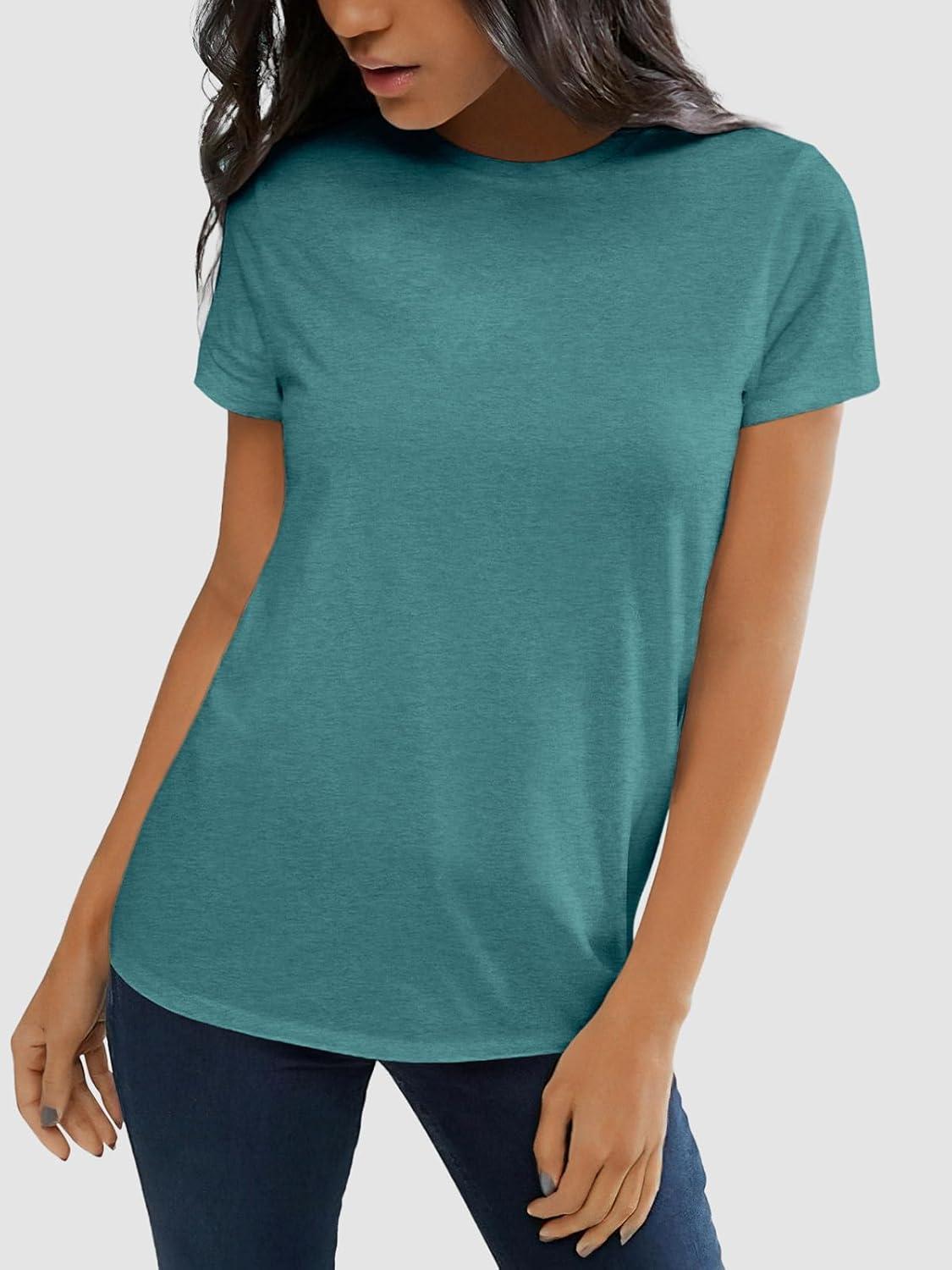 imageATHMILE Womens T Shirt Summer Tops Short Sleeve Fashion Basic Casual Oversized Beach Vacation Clothes 2025 TrendyBlue Geen