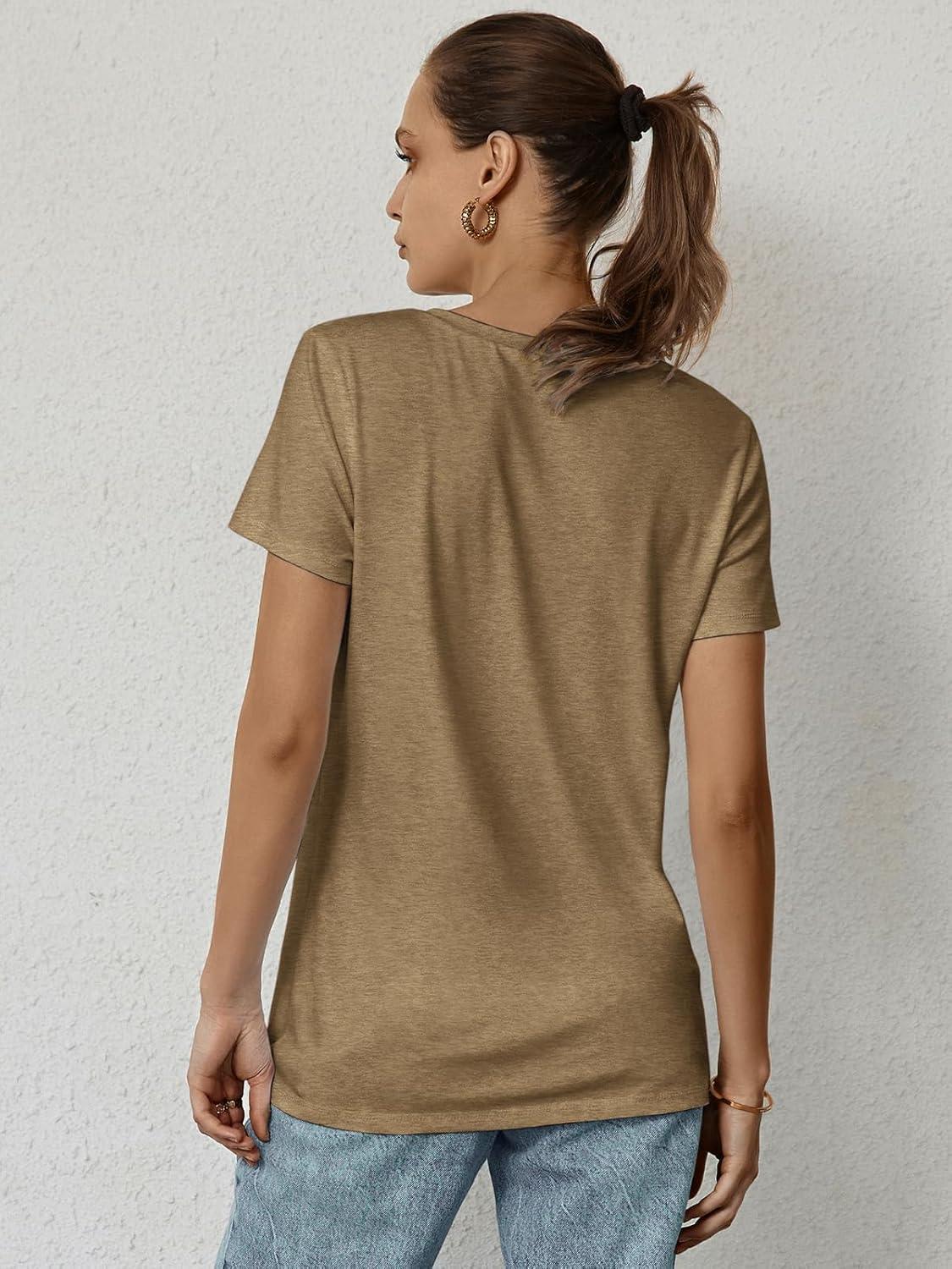 imageATHMILE Womens T Shirt Summer Tops Short Sleeve Fashion Basic Casual Oversized Beach Vacation Clothes 2025 TrendyCoffee