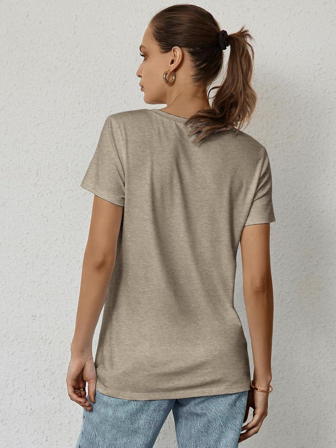 imageATHMILE Womens T Shirt Summer Tops Short Sleeve Fashion Basic Casual Oversized Beach Vacation Clothes 2025 TrendyCoffee Grey