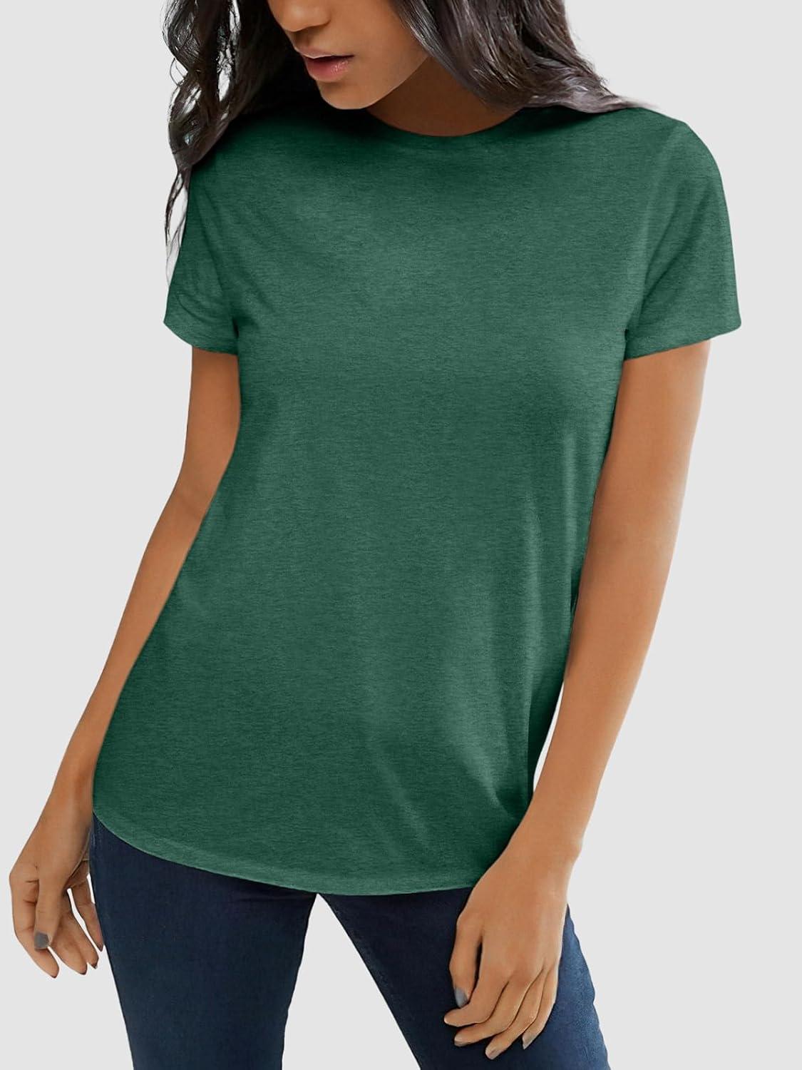 imageATHMILE Womens T Shirt Summer Tops Short Sleeve Fashion Basic Casual Oversized Beach Vacation Clothes 2025 TrendyDark Green