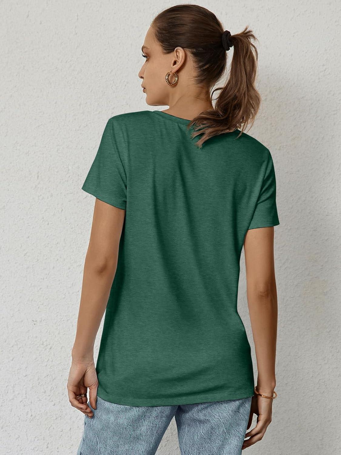 imageATHMILE Womens T Shirt Summer Tops Short Sleeve Fashion Basic Casual Oversized Beach Vacation Clothes 2025 TrendyDark Green