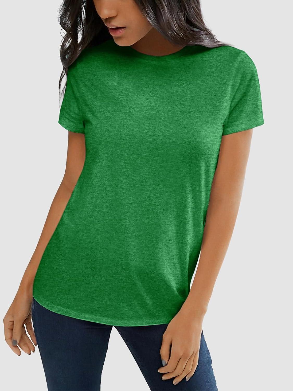 imageATHMILE Womens T Shirt Summer Tops Short Sleeve Fashion Basic Casual Oversized Beach Vacation Clothes 2025 TrendyGreen
