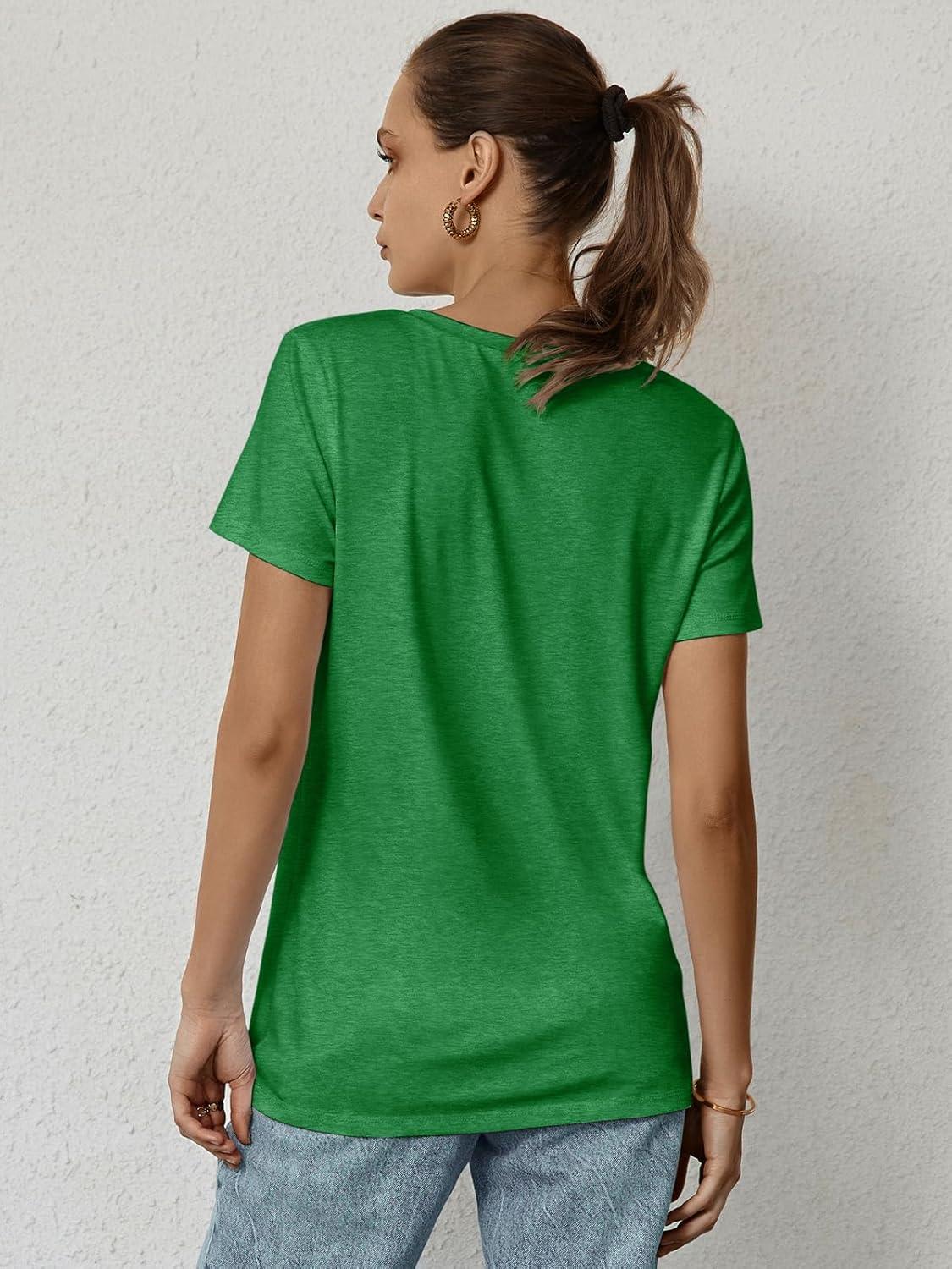 imageATHMILE Womens T Shirt Summer Tops Short Sleeve Fashion Basic Casual Oversized Beach Vacation Clothes 2025 TrendyGreen