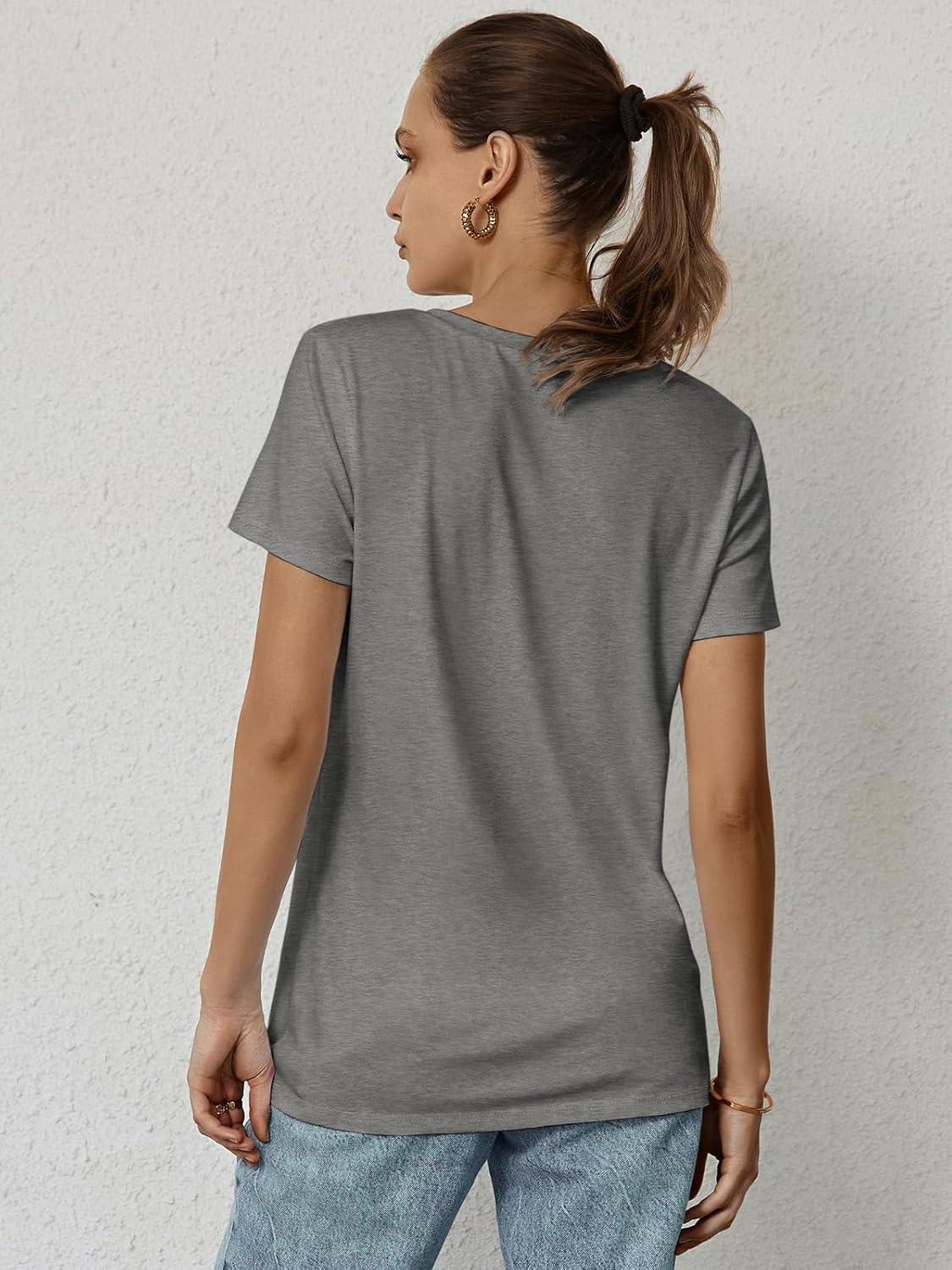 imageATHMILE Womens T Shirt Summer Tops Short Sleeve Fashion Basic Casual Oversized Beach Vacation Clothes 2025 TrendyGrey