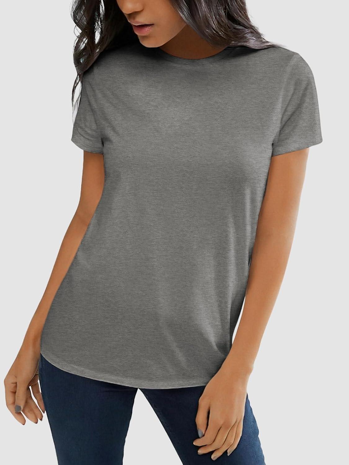 imageATHMILE Womens T Shirt Summer Tops Short Sleeve Fashion Basic Casual Oversized Beach Vacation Clothes 2025 TrendyGrey