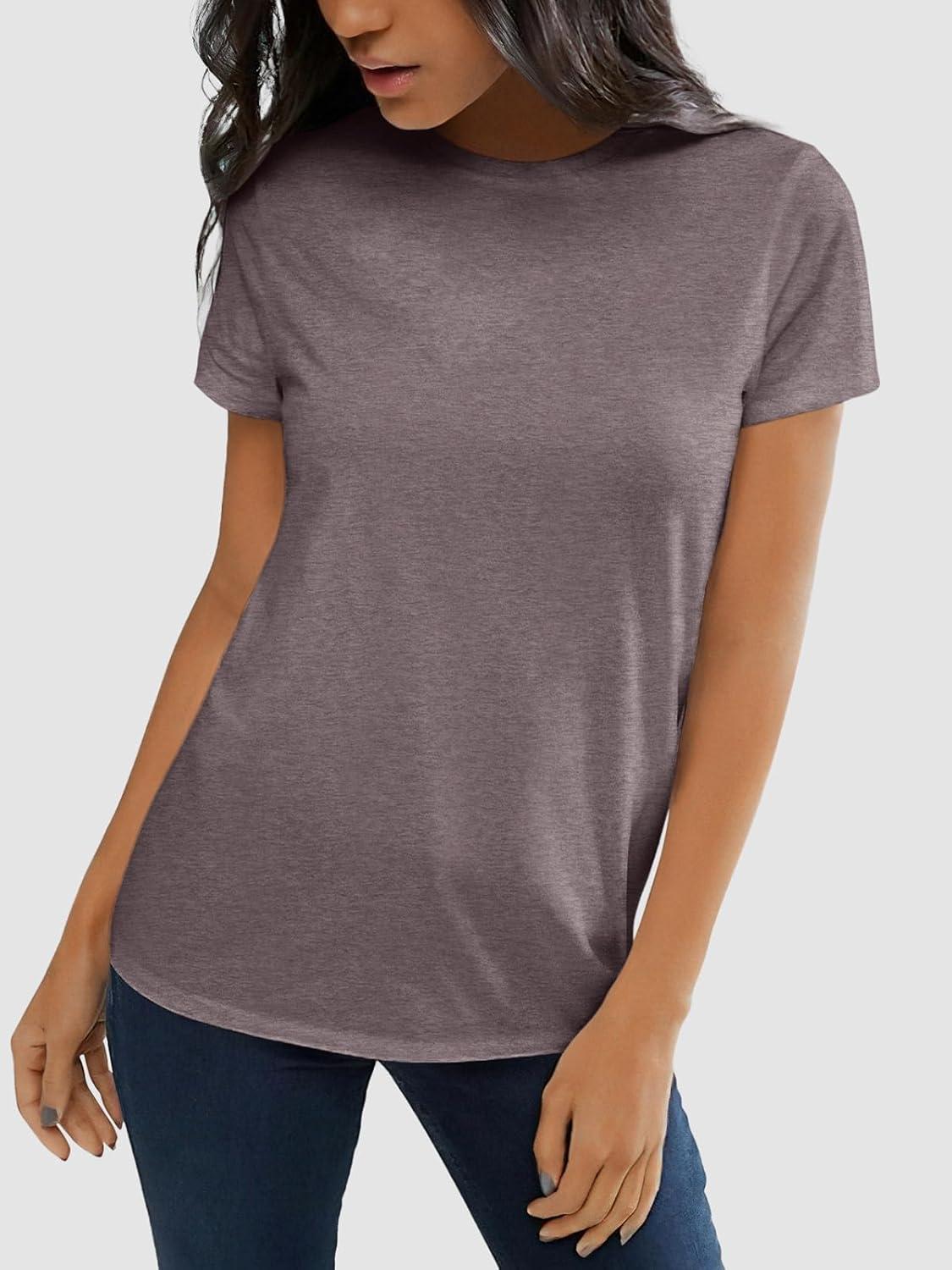 imageATHMILE Womens T Shirt Summer Tops Short Sleeve Fashion Basic Casual Oversized Beach Vacation Clothes 2025 TrendyGrey Purple