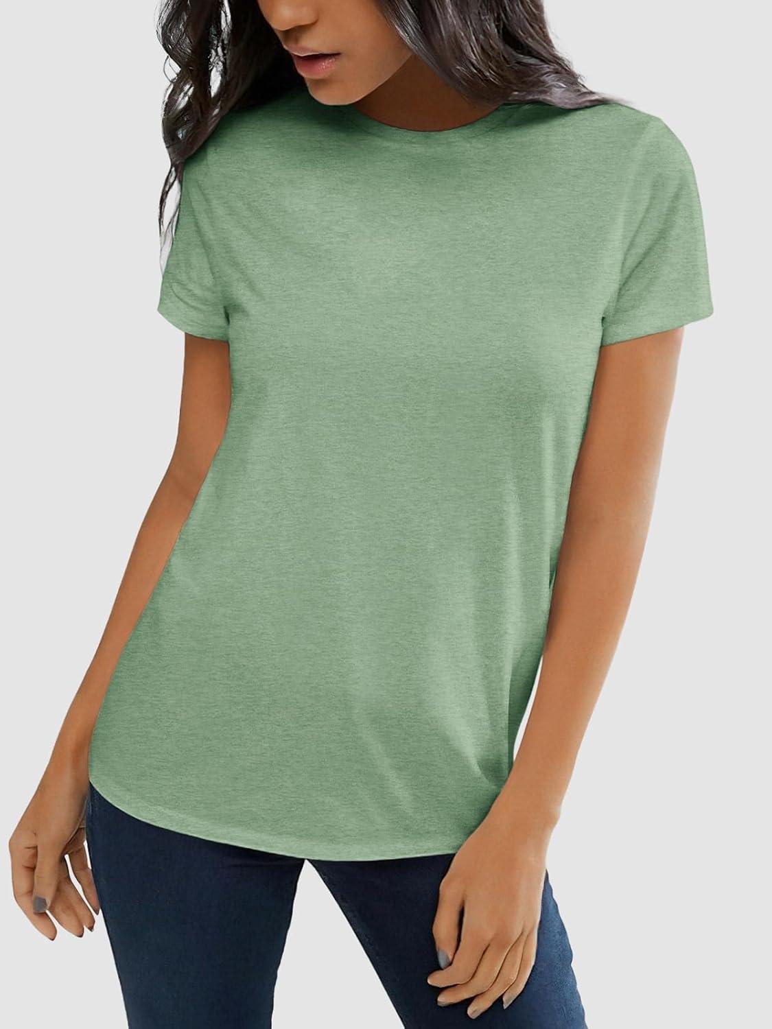 imageATHMILE Womens T Shirt Summer Tops Short Sleeve Fashion Basic Casual Oversized Beach Vacation Clothes 2025 TrendyLight Green