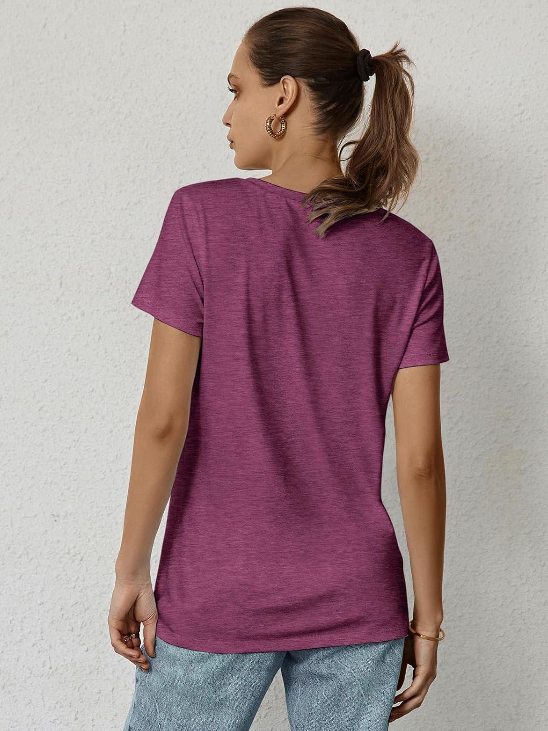 imageATHMILE Womens T Shirt Summer Tops Short Sleeve Fashion Basic Casual Oversized Beach Vacation Clothes 2025 TrendyPink Red