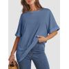imageATHMILE Womens Oversized T Shirts Summer Tops Spring Casual Loose Fit Workout Short Sleeve 2025 Beach VacationGrey Blue