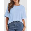 imageATHMILE Womens Oversized T Shirts Summer Tops Spring Casual Loose Fit Workout Short Sleeve 2025 Beach VacationIce Blue