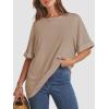 imageATHMILE Womens Oversized T Shirts Summer Tops Spring Casual Loose Fit Workout Short Sleeve 2025 Beach VacationKhaki