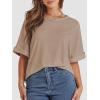 imageATHMILE Womens Oversized T Shirts Summer Tops Spring Casual Loose Fit Workout Short Sleeve 2025 Beach VacationKhaki