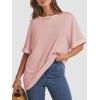 imageATHMILE Womens Oversized T Shirts Summer Tops Spring Casual Loose Fit Workout Short Sleeve 2025 Beach VacationLight Pink