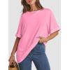 imageATHMILE Womens Oversized T Shirts Summer Tops Spring Casual Loose Fit Workout Short Sleeve 2025 Beach VacationPink