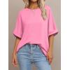 imageATHMILE Womens Oversized T Shirts Summer Tops Spring Casual Loose Fit Workout Short Sleeve 2025 Beach VacationPink