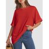 imageATHMILE Womens Oversized T Shirts Summer Tops Spring Casual Loose Fit Workout Short Sleeve 2025 Beach VacationRed