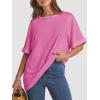 imageATHMILE Womens Oversized T Shirts Summer Tops Spring Casual Loose Fit Workout Short Sleeve 2025 Beach VacationRose Red