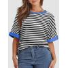 imageATHMILE Womens Oversized T Shirts Summer Tops Spring Casual Loose Fit Workout Short Sleeve 2025 Beach VacationStriped Black  White