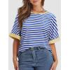 imageATHMILE Womens Oversized T Shirts Summer Tops Spring Casual Loose Fit Workout Short Sleeve 2025 Beach VacationStriped Blue  White