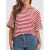 imageATHMILE Womens Oversized T Shirts Summer Tops Spring Casual Loose Fit Workout Short Sleeve 2025 Beach VacationStriped Red  White