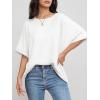 imageATHMILE Womens Oversized T Shirts Summer Tops Spring Casual Loose Fit Workout Short Sleeve 2025 Beach VacationWhite