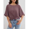 imageATHMILE Womens Oversized T Shirts Summer Tops Spring Casual Loose Fit Workout Short Sleeve 2025 Beach VacationWine Red