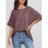 imageATHMILE Womens Oversized T Shirts Summer Tops Spring Casual Loose Fit Workout Short Sleeve 2025 Beach VacationWine Red