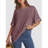 imageATHMILE Womens Oversized T Shirts Summer Tops Spring Casual Loose Fit Workout Short Sleeve 2025 Beach VacationWine Red