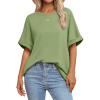 imageATHMILE Womens Oversized T Shirts Summer Tops Spring Casual Loose Fit Workout Short Sleeve 2025 Beach VacationLight Green