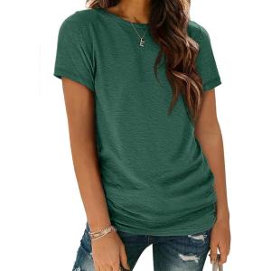 imageATHMILE Womens T Shirt Summer Tops Short Sleeve Fashion Basic Casual Oversized Beach Vacation Clothes 2025 TrendyDark Green