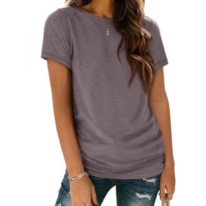 imageATHMILE Womens T Shirt Summer Tops Short Sleeve Fashion Basic Casual Oversized Beach Vacation Clothes 2025 TrendyGrey Purple