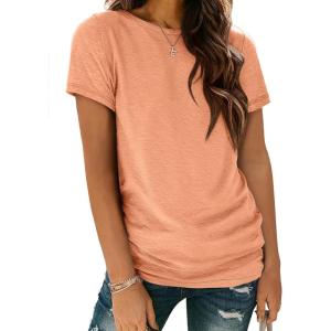 imageATHMILE Womens T Shirt Summer Tops Short Sleeve Fashion Basic Casual Oversized Beach Vacation Clothes 2025 TrendyLight Orange
