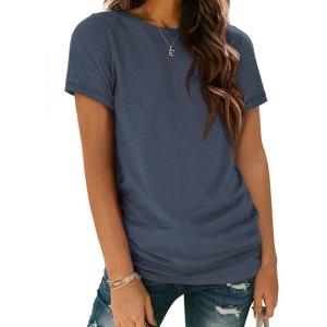 imageATHMILE Womens T Shirt Summer Tops Short Sleeve Fashion Basic Casual Oversized Beach Vacation Clothes 2025 TrendyNavy