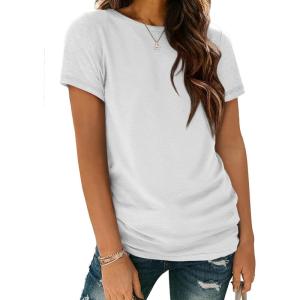 imageATHMILE Womens T Shirt Summer Tops Short Sleeve Fashion Basic Casual Oversized Beach Vacation Clothes 2025 TrendyWhite