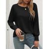 imageATHMILE Long Sleeve Tops for Women 2025 Spring Fashion T Shirts for Women Crewneck Casual Loose Shirts Basic TeeBlack