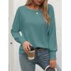 imageATHMILE Long Sleeve Tops for Women 2025 Spring Fashion T Shirts for Women Crewneck Casual Loose Shirts Basic TeeBlue Green