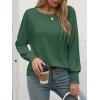 imageATHMILE Long Sleeve Tops for Women 2025 Spring Fashion T Shirts for Women Crewneck Casual Loose Shirts Basic TeeGreen