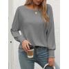 imageATHMILE Long Sleeve Tops for Women 2025 Spring Fashion T Shirts for Women Crewneck Casual Loose Shirts Basic TeeGrey